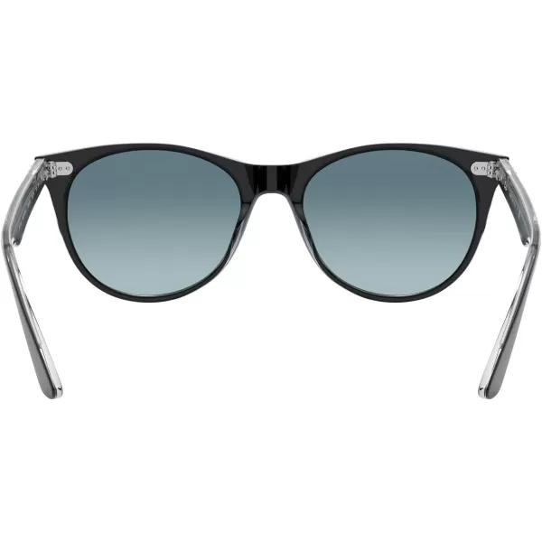 RayBan Rb2185 Wayfarer Ii Round SunglassesBlack on TransparentBlue Gradient Grey