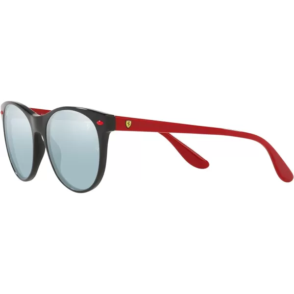 RayBan Rb2202m Scuderia Ferrari Collection Round SunglassesBlackLight Green Mirrored Silver