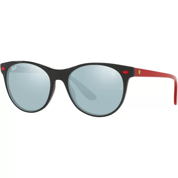 RayBan Rb2202m Scuderia Ferrari Collection Round SunglassesBlackLight Green Mirrored Silver