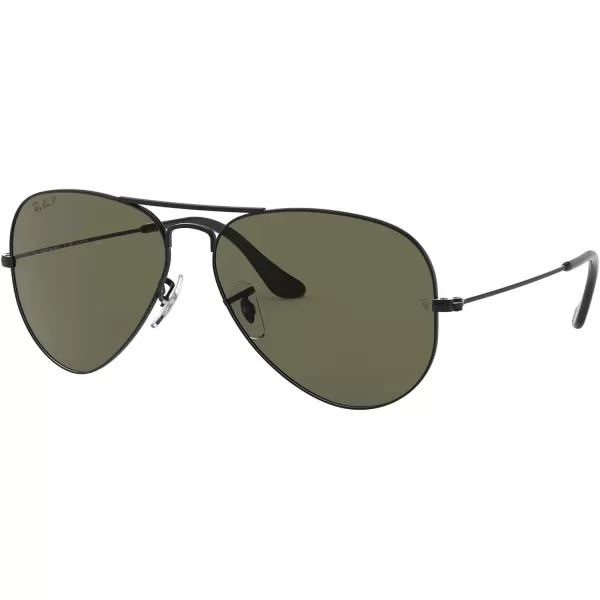 RayBan Rb3025 Classic Polarized Aviator SunglassesMatte BlackPolarized G15 Green