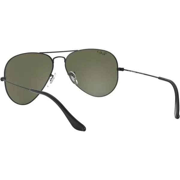 RayBan Rb3025 Classic Polarized Aviator SunglassesMatte BlackPolarized G15 Green