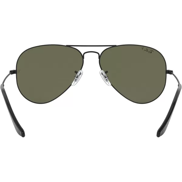 RayBan Rb3025 Classic Polarized Aviator SunglassesMatte BlackPolarized G15 Green