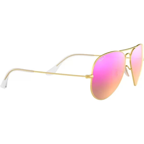 RayBan Rb3025 Classic Polarized Aviator SunglassesMatte GoldPolarized Brown Mirrored Fuchsia