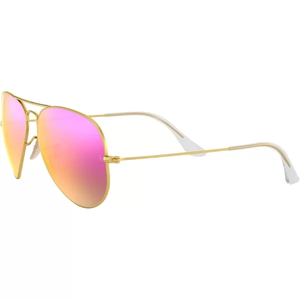 RayBan Rb3025 Classic Polarized Aviator SunglassesMatte GoldPolarized Brown Mirrored Fuchsia