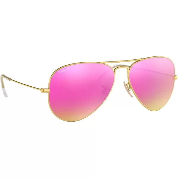 RayBan Rb3025 Classic Polarized Aviator SunglassesMatte GoldPolarized Brown Mirrored Fuchsia