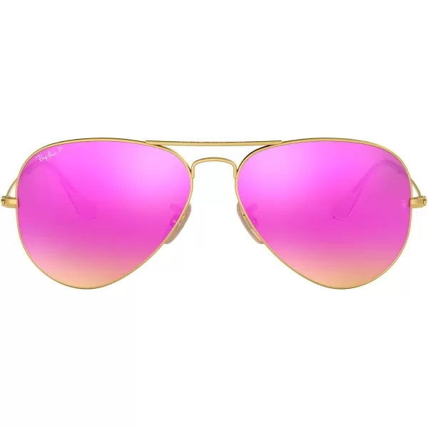 RayBan Rb3025 Classic Polarized Aviator SunglassesMatte GoldPolarized Brown Mirrored Fuchsia