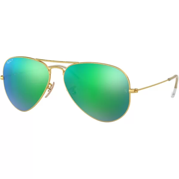 RayBan Rb3025 Classic Polarized Aviator SunglassesMatte GoldPolarized Green Mirror