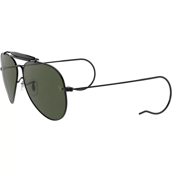 RayBan Rb3030 Outdoorsman I Aviator SunglassesBlackG15 Green