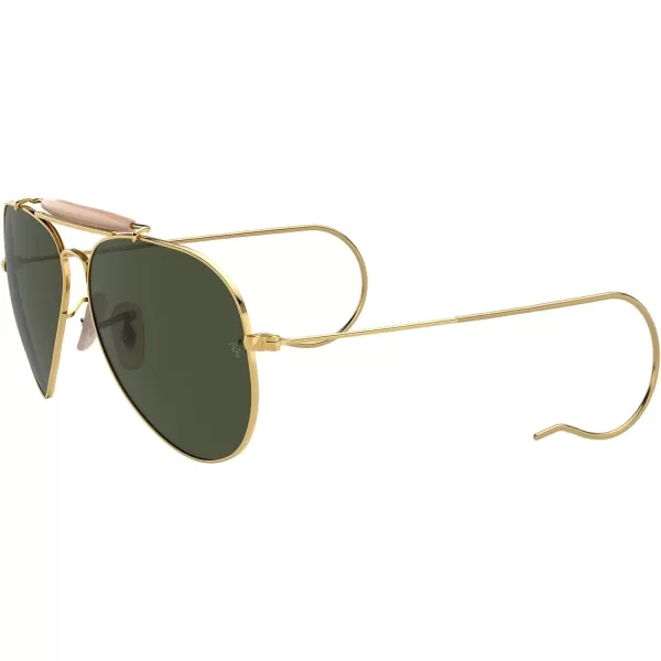 RayBan Rb3030 Outdoorsman I Aviator SunglassesPolished GoldG15 Green