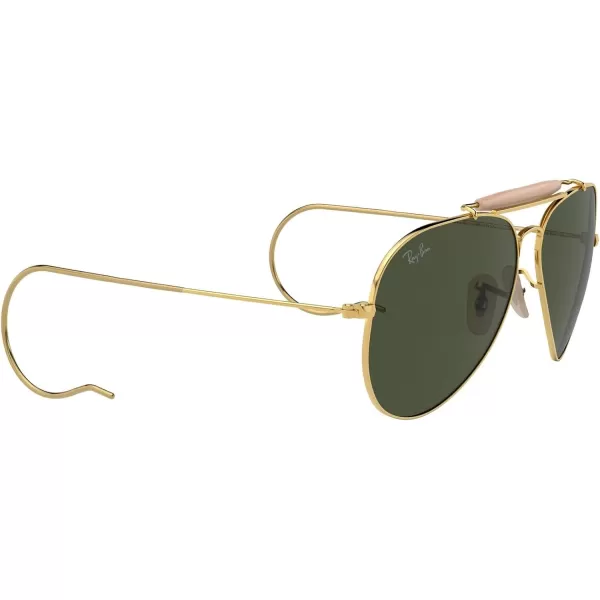 RayBan Rb3030 Outdoorsman I Aviator SunglassesPolished GoldG15 Green