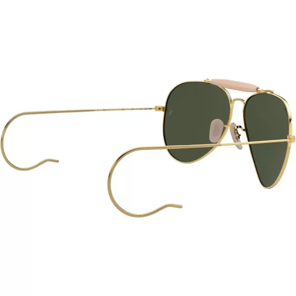 RayBan Rb3030 Outdoorsman I Aviator SunglassesPolished GoldG15 Green