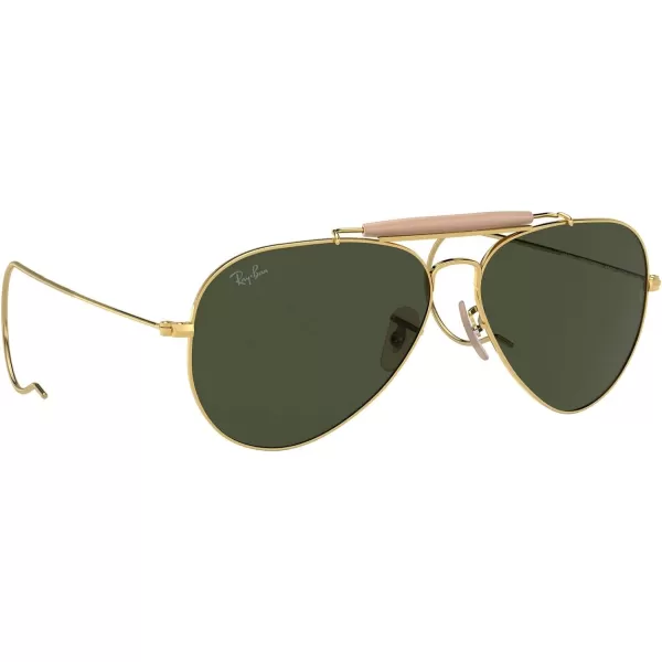 RayBan Rb3030 Outdoorsman I Aviator SunglassesPolished GoldG15 Green