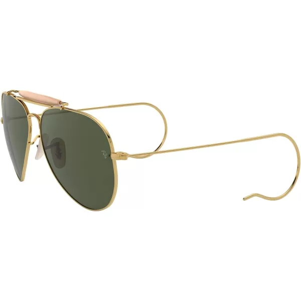 RayBan Rb3030 Outdoorsman I Aviator SunglassesShiny GoldG15 Green