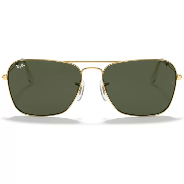 RayBan Rb3136 Caravan Square SunglassesGoldG15 Green