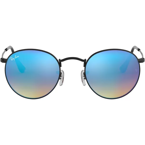 RayBan Rb3447 Round Metal SunglassesBlackBrown Gradient Mirrored Blue