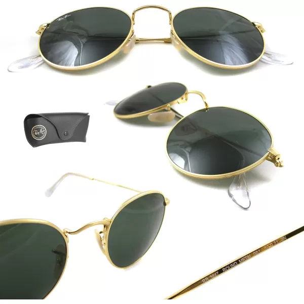 RayBan Rb3447 Round Metal SunglassesGoldCrystal Green