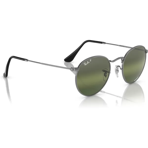 RayBan Rb3447 Round Metal SunglassesGunmetalClear Gradient Dark Green Polarized