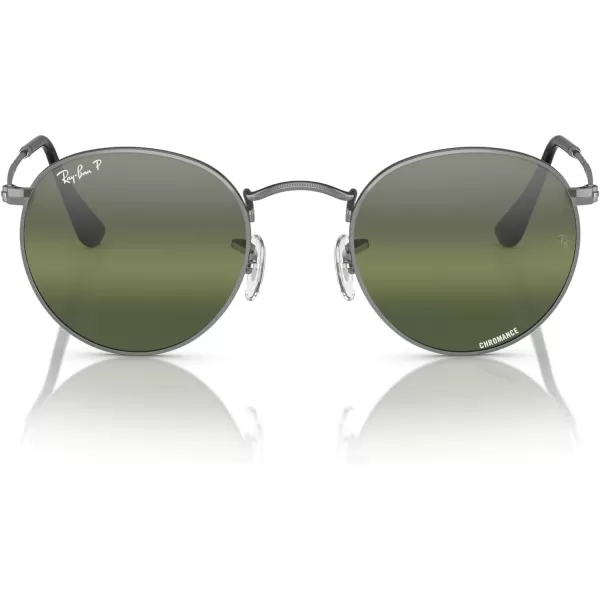 RayBan Rb3447 Round Metal SunglassesGunmetalClear Gradient Dark Green Polarized