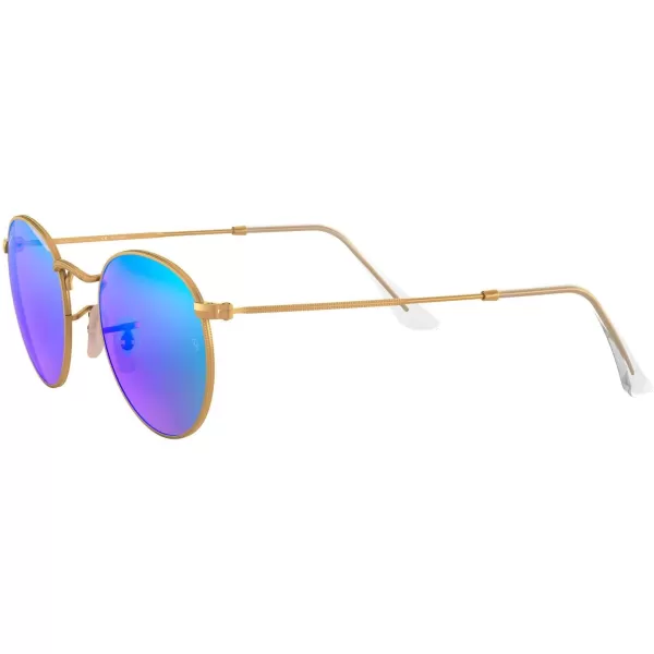 RayBan Rb3447 Round Metal SunglassesMatte GoldPolarized Blue Mirror