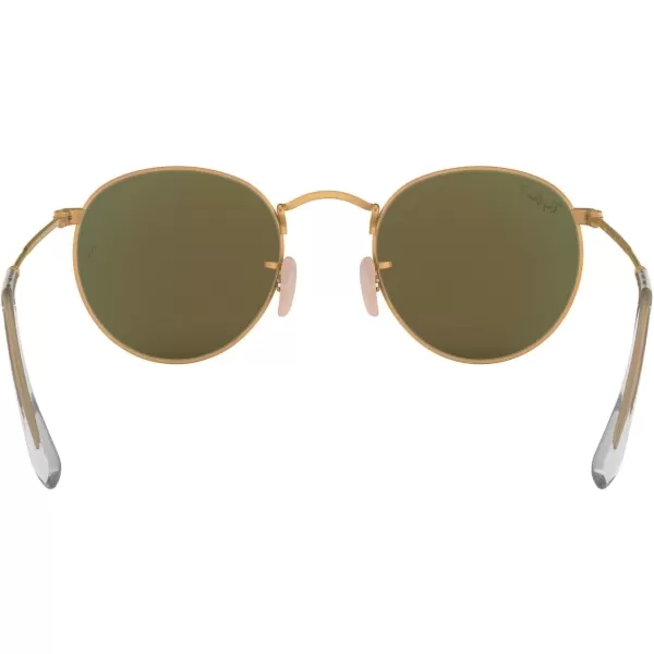 RayBan Rb3447 Round Metal SunglassesMatte GoldPolarized Blue Mirror