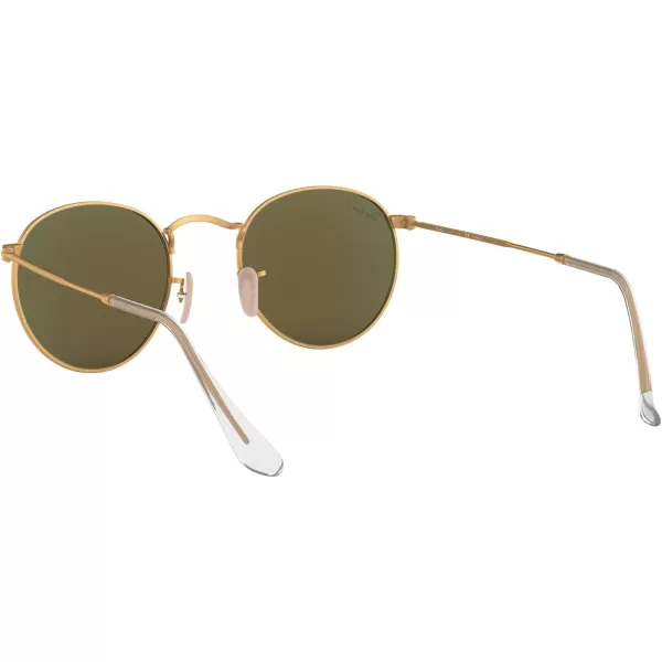 RayBan Rb3447 Round Metal SunglassesMatte GoldPolarized Blue Mirror