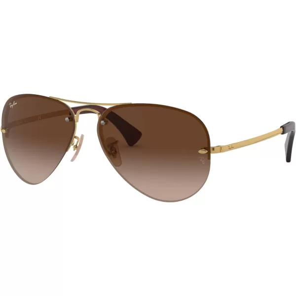 RayBan Rb3449 Aviator SunglassesGoldBrown Gradient Dark Brown