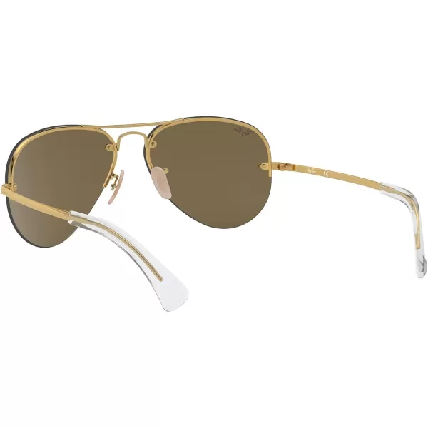 RayBan Rb3449 Aviator SunglassesGoldLight Brown Mirrored Pink