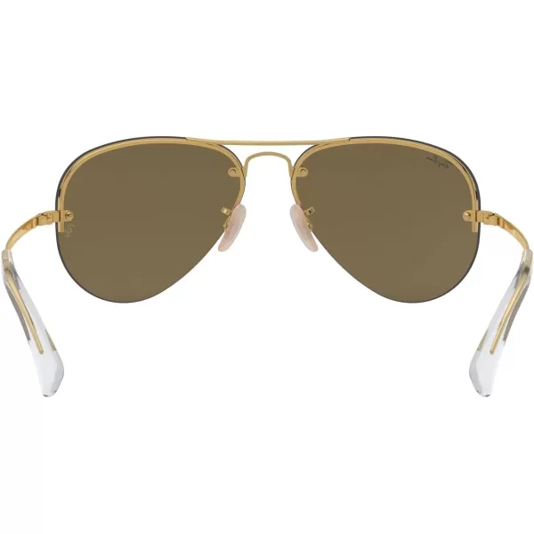 RayBan Rb3449 Aviator SunglassesGoldLight Brown Mirrored Pink