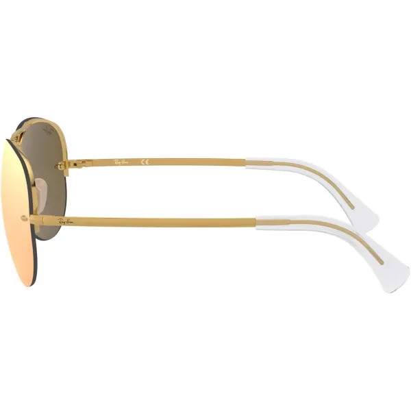 RayBan Rb3449 Aviator SunglassesGoldLight Brown Mirrored Pink