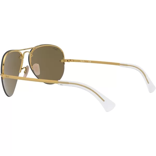 RayBan Rb3449 Aviator SunglassesGoldLight Brown Mirrored Pink