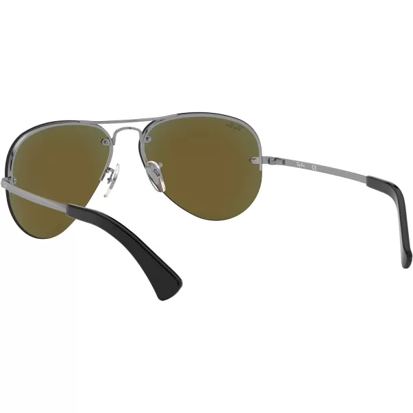 RayBan Rb3449 Aviator SunglassesGunmetalLight Green Mirrored Blue