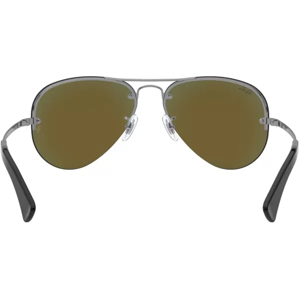 RayBan Rb3449 Aviator SunglassesGunmetalLight Green Mirrored Blue