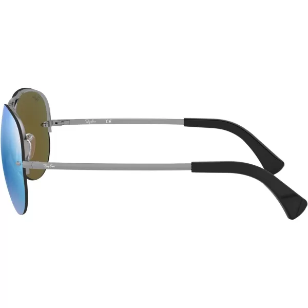 RayBan Rb3449 Aviator SunglassesGunmetalLight Green Mirrored Blue