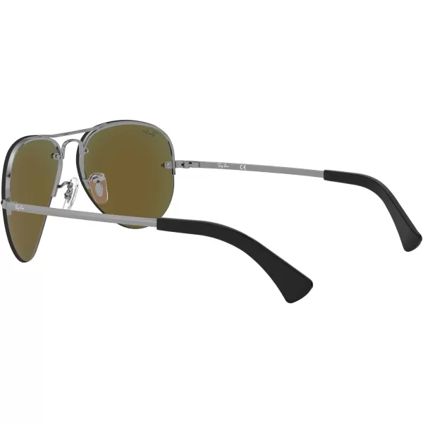RayBan Rb3449 Aviator SunglassesGunmetalLight Green Mirrored Blue