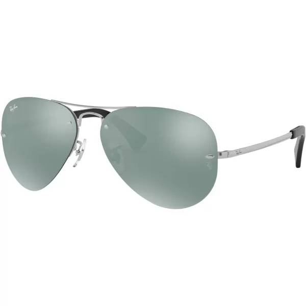 RayBan Rb3449 Aviator SunglassesSilverGreen Mirrored Silver