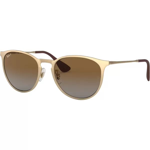 RayBan Rb3539 Erika Metal Round SunglassesMatte GoldPolarized Grey Gradient Brown
