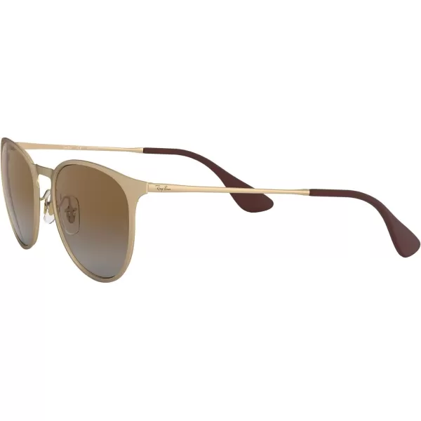 RayBan Rb3539 Erika Metal Round SunglassesMatte GoldPolarized Grey Gradient Brown