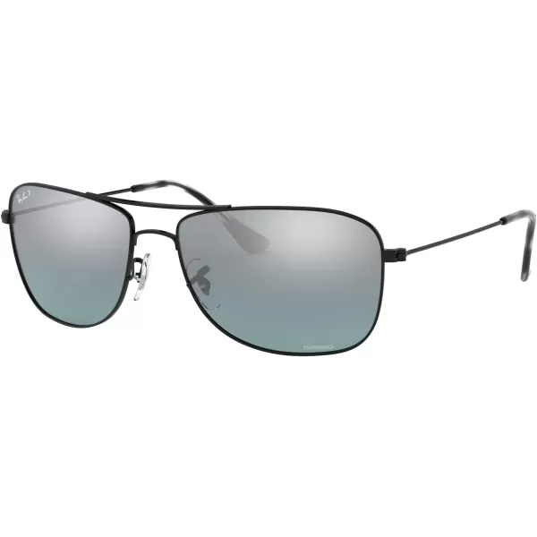 RayBan Rb3543 Chromance Aviator SunglassesBlackPolarized Blue Mirrored Silver