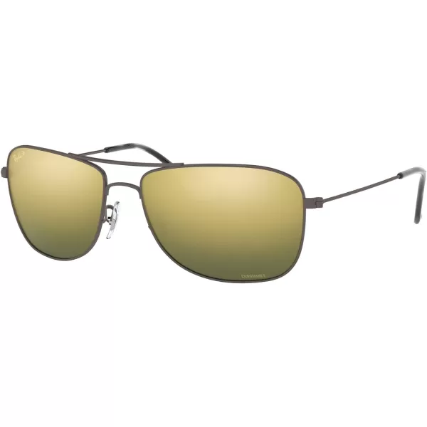 RayBan Rb3543 Chromance Aviator SunglassesMatte GunmetalPolarized Green Mirrored Gold Gradient