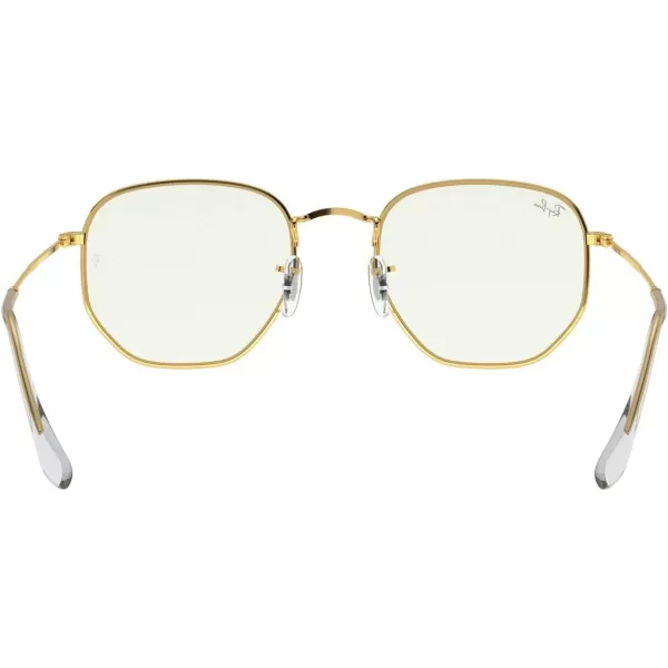 RayBan Rb3548 Hexagonal SunglassesLegend GoldClear Blue Light Filtering