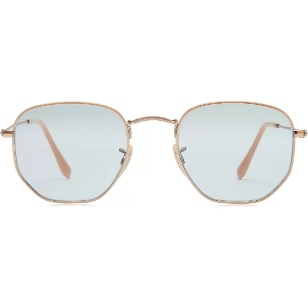 RayBan Rb3548n Hexagonal Flat Lens Evolve Photochromic SunglassesCopperPhotochromic Light Blue