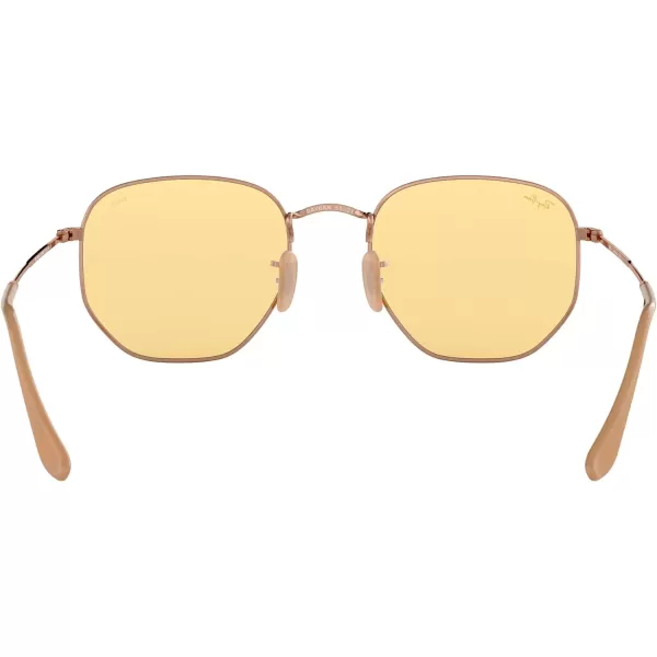 RayBan Rb3548n Hexagonal Flat Lens Evolve Photochromic SunglassesCopperPhotochromic Light Yellow