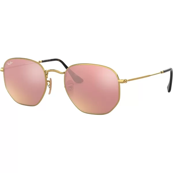 RayBan Rb3548n Hexagonal Flat Lens SunglassesGoldCopper Flash