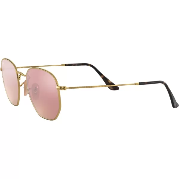 RayBan Rb3548n Hexagonal Flat Lens SunglassesGoldCopper Flash