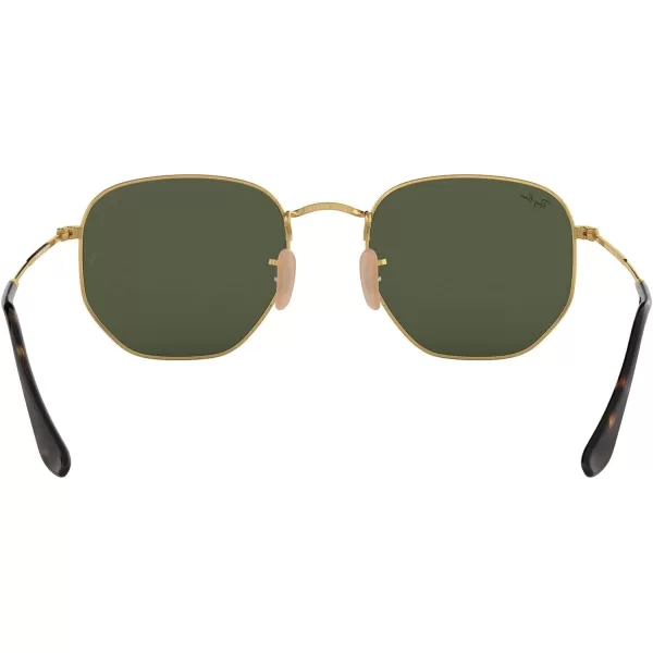 RayBan Rb3548n Hexagonal Flat Lens SunglassesGoldG15 Green