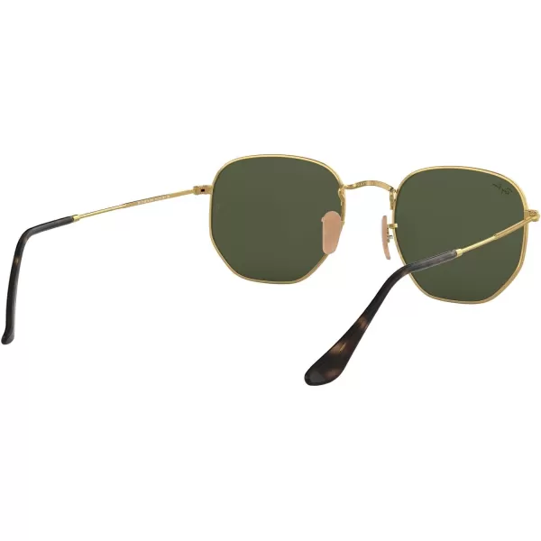 RayBan Rb3548n Hexagonal Flat Lens SunglassesGoldG15 Green