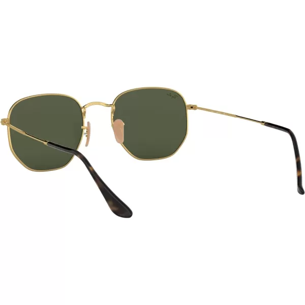 RayBan Rb3548n Hexagonal Flat Lens SunglassesGoldG15 Green