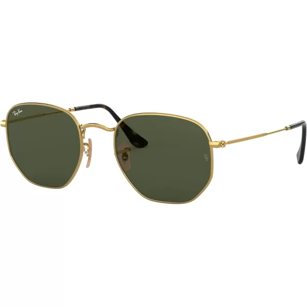 RayBan Rb3548n Hexagonal Flat Lens SunglassesGoldG15 Green