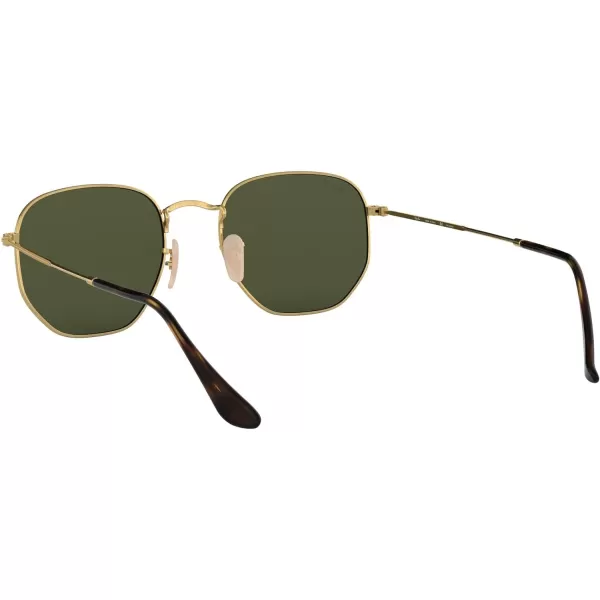 RayBan Rb3548n Hexagonal Flat Lens SunglassesGoldG15 Green Polarized