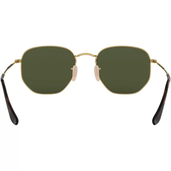 RayBan Rb3548n Hexagonal Flat Lens SunglassesGoldG15 Green Polarized